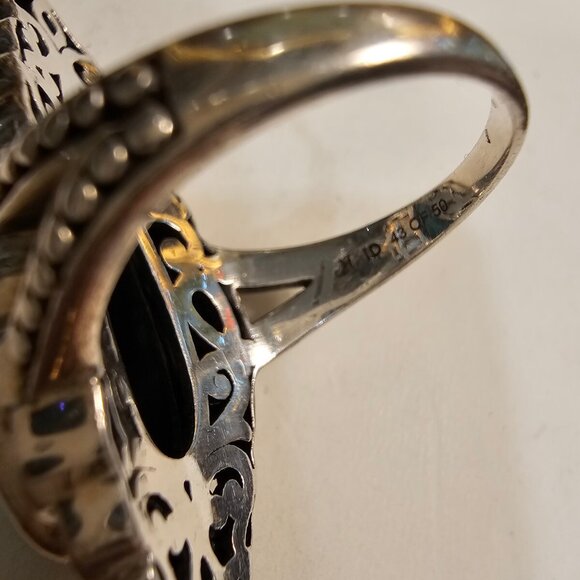 Artisan Crafted by Robert Manse SS & 18K Lab Emerald Ring, size 10 - Picture 5 of 5